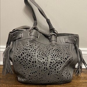 Laurel Gray Laser-Cut leather Tote Bag
